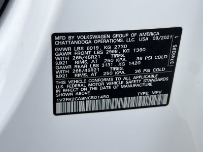 2022 Volkswagen Atlas 3.6L V6 SEL Premium R-Line